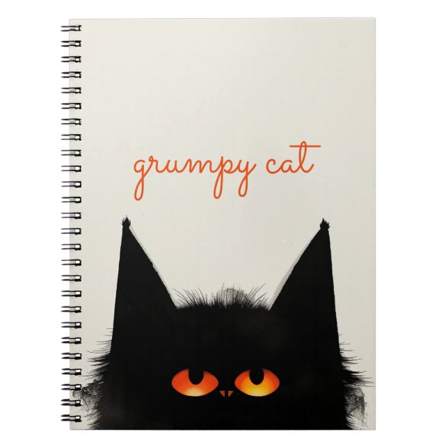 Grumpy Black Cat Notebook (Front)