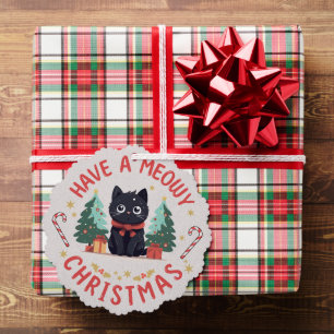 Grumpy Black Cat Purrfect Meowy Christmas  Tree Decoration Card