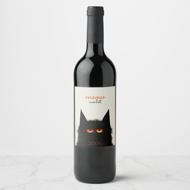 Grumpy Black Cat Wine Label (Front)
