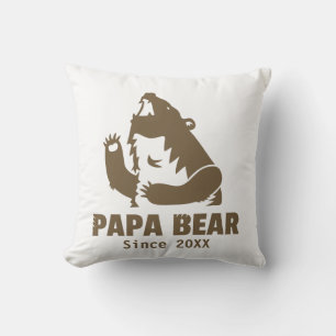Grumpy Brown Papa Bear Year of Fatherhood Cushion