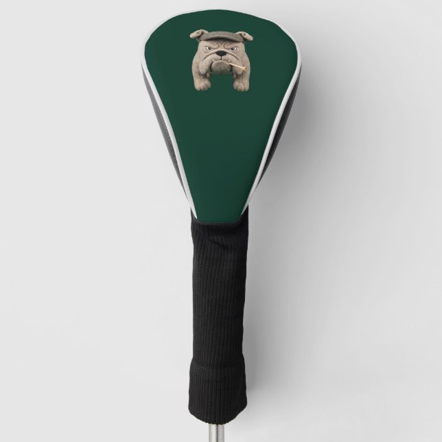 Grumpy Bulldog Golf Head Cover – Funny Embroidered (Front)