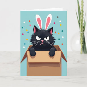 Grumpy Bunny Cat Fun Card