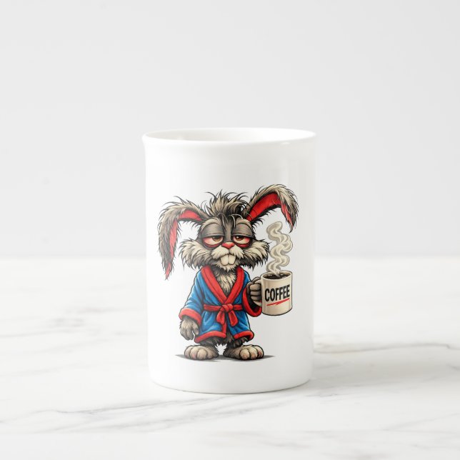 Grumpy Bunny Coffee Funny T-Shirt Bone China Mug (Front)