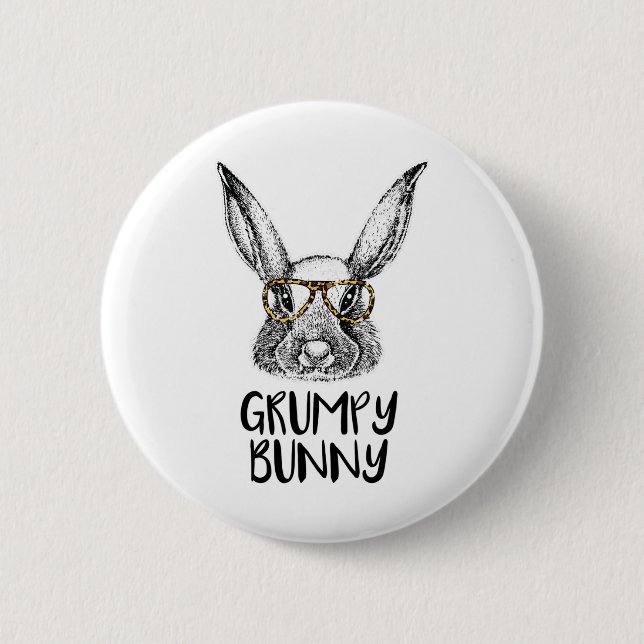 Grumpy Bunny Funny Matching Easter Bunny Egg Hunti 6 Cm Round Badge (Front)