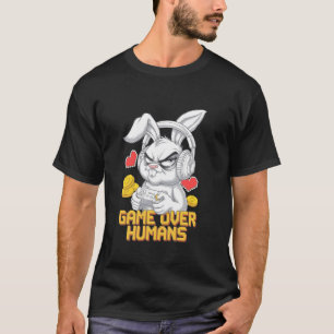 Grumpy Bunny Gamer Geek Gaming Humour Funny Rabbit T-Shirt