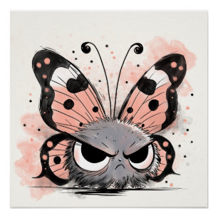 Grumpy Butterfly Poster