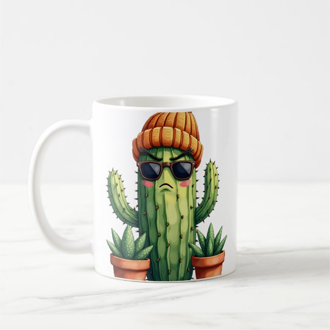 Grumpy Cactus Plant Parent Succulent Garden Knitte Coffee Mug (Left)
