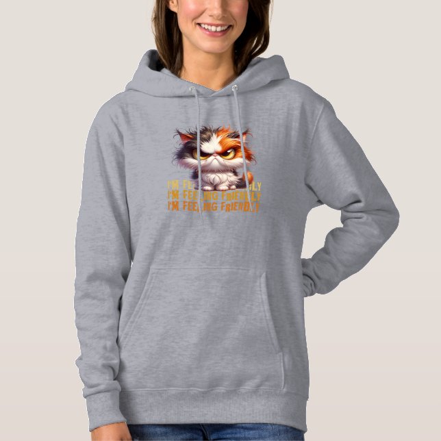 Grumpy Calico Cat and funny quote Hoodie (Front)