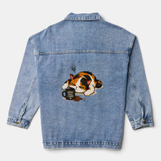 Grumpy Calico Cat - Coffee spoke Denim Jacket