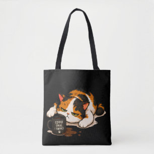 Grumpy Calico Cat - Coffee spoke Tote Bag
