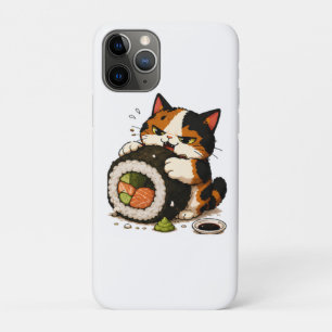 Grumpy Calico Cat Sushi Lover iPhone 11 Pro Case