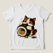 Grumpy Calico Cat Sushi Lover