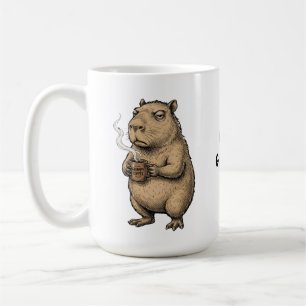 Grumpy Capybara Coffee Vintage Ink Sketch Mug