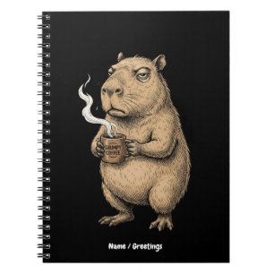 Grumpy Capybara Coffee Vintage Ink Sketch  Notebook