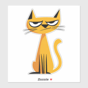 Grumpy Cartoon Cat Sticker