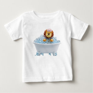Grumpy Cartoon Lion Taking a Bubble Bath 3D Illust Baby T-Shirt