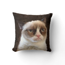 Grumpy Cat Brown Pillow