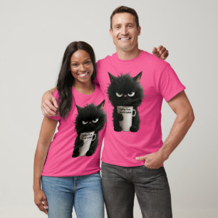 Grumpy Cat Coffee Mood T-Shirt Funny Black Fluffy 