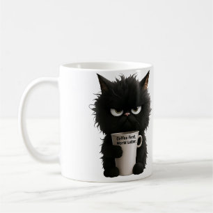 Grumpy Cat Coffee Mood T-Shirt Funny Black Fluffy  Coffee Mug