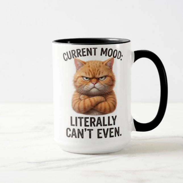 Grumpy Cat Current Mood Funny Quote Mug (Right)