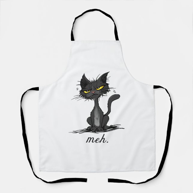 GRUMPY CAT - Funny Meh Cat - Crazy Cat Lady Gift Apron (Front)
