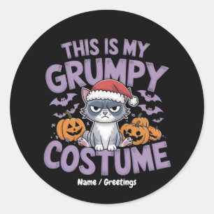 Grumpy Cat Halloween Costume Funny Holiday Animal  Classic Round Sticker