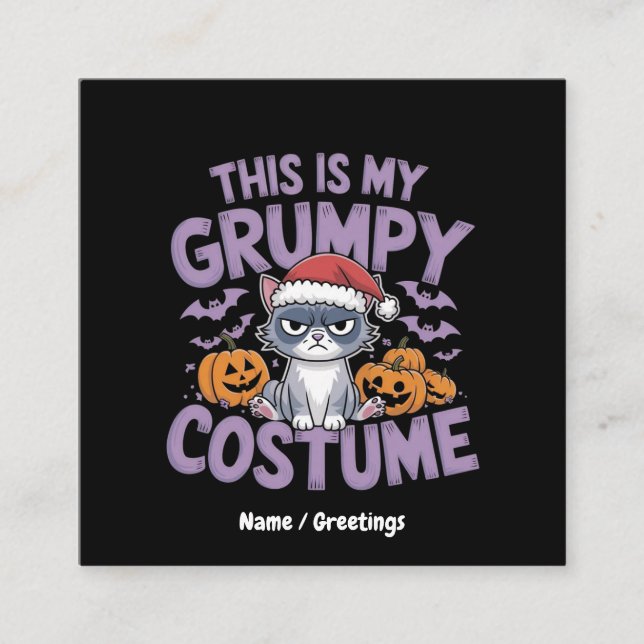 Grumpy Cat Halloween Costume Funny Holiday Animal  Square Business Card (Front)