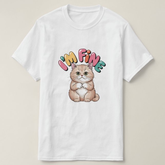 Grumpy Cat "I'm Fine" Funny Cartoon Shirt (Design Front)