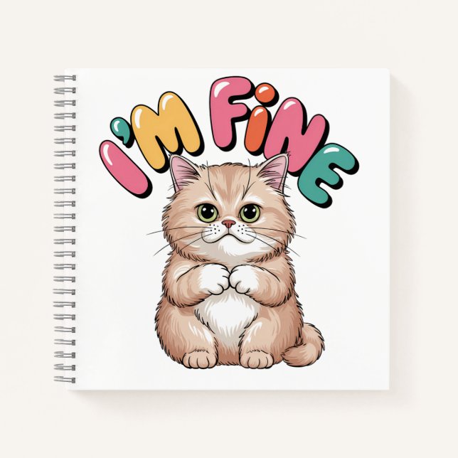 Grumpy Cat "I'm Fine" Funny Cartoon Shirt Notebook (Front)