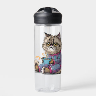Grumpy Cat in Pyjamas with Coffee Water Bottle