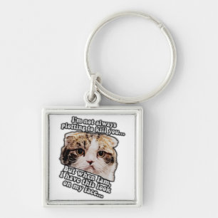 Grumpy cat meme for cat owners and kitty lovers key ring