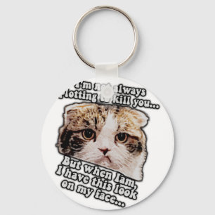 Grumpy cat meme for cat owners and kitty lovers key ring