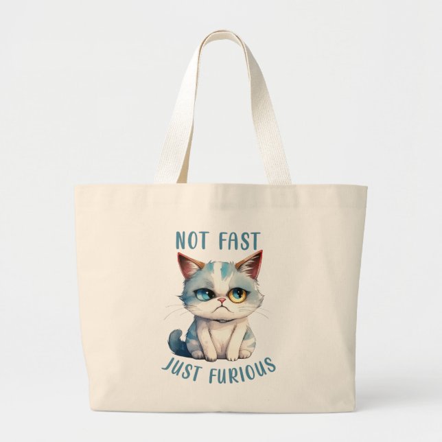 Grumpy Cat - Not Fast, Just Furious Large Tote Bag (Front)