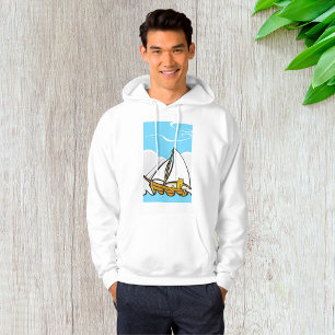 Grumpy Cat on a Sailboat Funny Nautical Cartoon  Hoodie