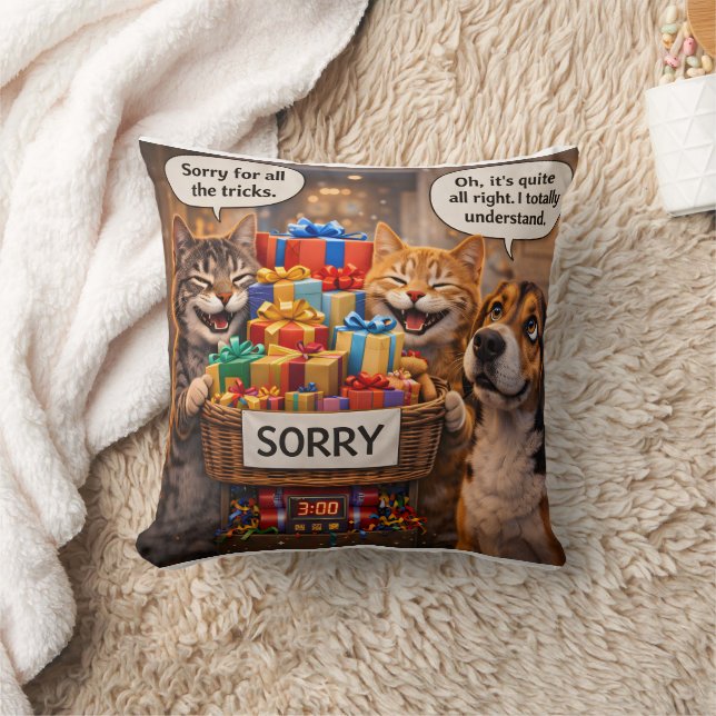 Grumpy cat pillow, cute apology gift cushion (Blanket)