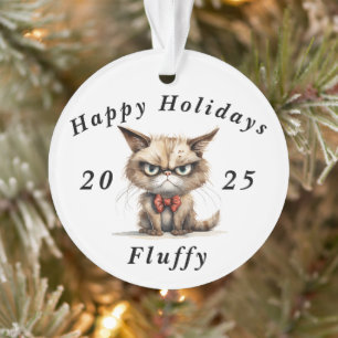 Grumpy Cat sarcastic Happy holidays Christmas Ornament