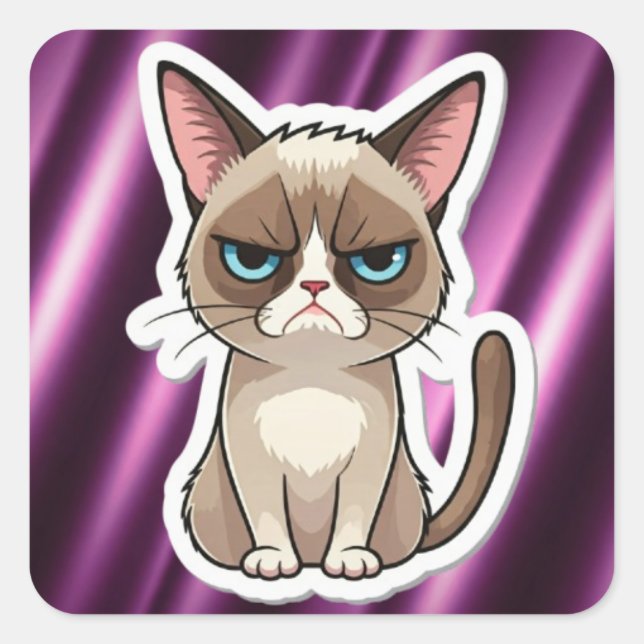 Grumpy cat square sticker (Front)