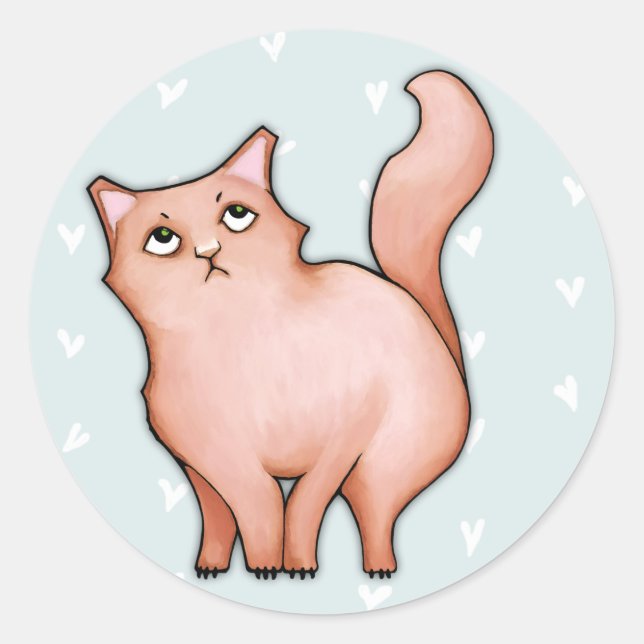 Grumpy Cat Sulky Sue hearts Round Sticker (Front)