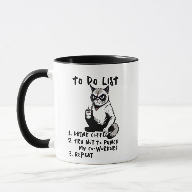 Grumpy Cat To Do List Funny Quotes & Sayings Humou Mug (Left)