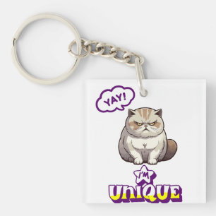 Grumpy Cat "YAY! I'm Unique" Funny Fridge Magnet Key Ring