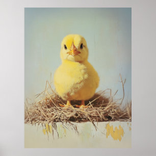 Grumpy Chick in Nest Poster