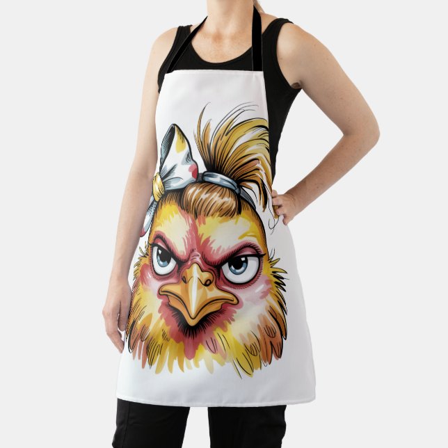 Grumpy Chicken Floral Bow Baseball Hat Funny Sassy Apron (Insitu)