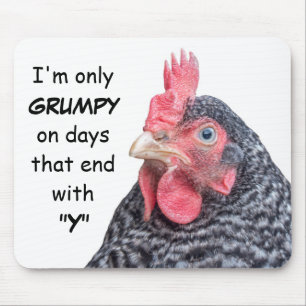 Grumpy Chicken Funny Frowning Hen Photo Mouse Pad