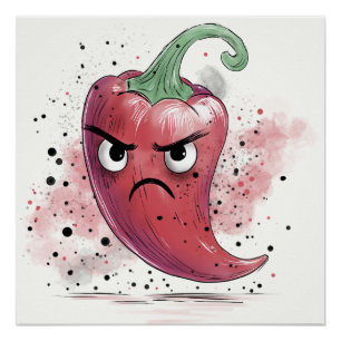 Grumpy Chilli Pepper Poster