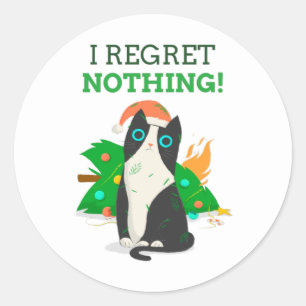 Grumpy Christmas Cat Classic Round Sticker