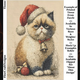 Grumpy Christmas Cat EB1L Decoupage Tissue Paper