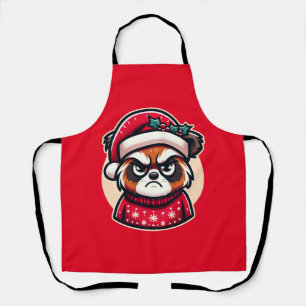 Grumpy Christmas Cat - Funny Festive Holiday Mood  Apron