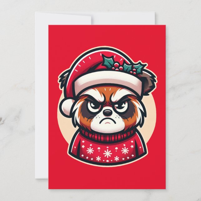 Grumpy Christmas Cat - Funny Festive Holiday Mood  Card (Front)