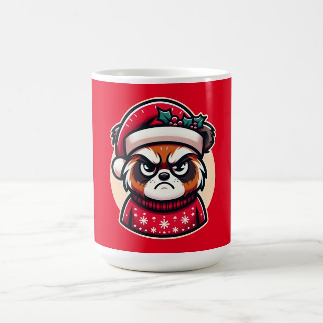 Grumpy Christmas Cat - Funny Festive Holiday Mood  Coffee Mug (Center)