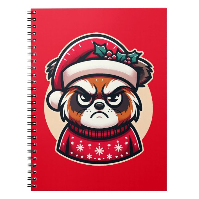 Grumpy Christmas Cat - Funny Festive Holiday Mood  Notebook (Front)